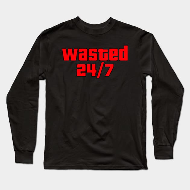 GTA Wasted 24/7 Long Sleeve T-Shirt by Fanboys Anonymous